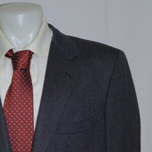 Brioni Traiano Pure Cashmere Custom Blue Geometric Three Button Sport Coat 46R